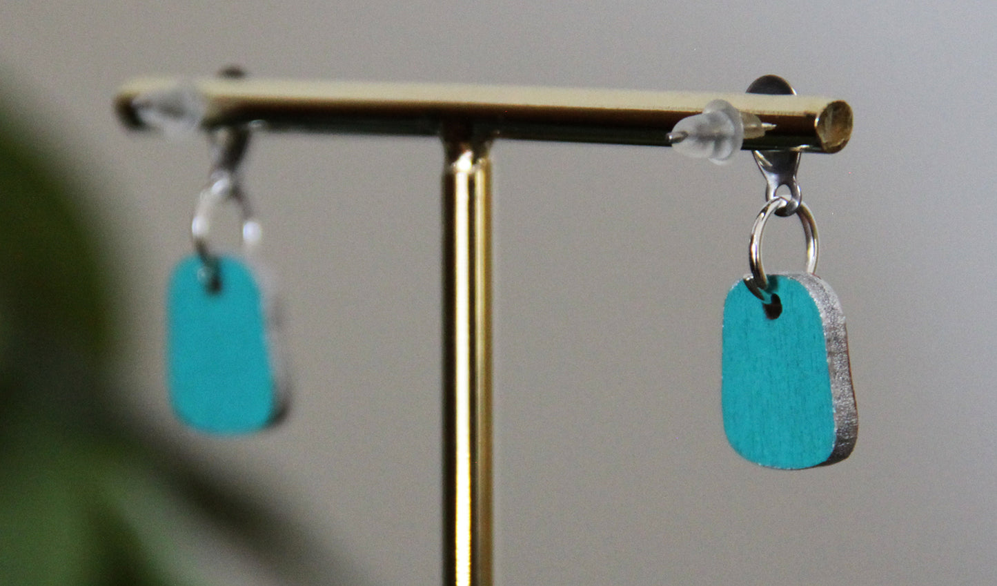 Red and Orange Linear Small Rectangular Earrings