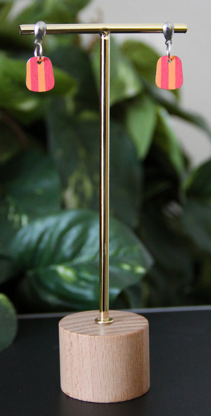 Red and Orange Linear Small Rectangular Earrings