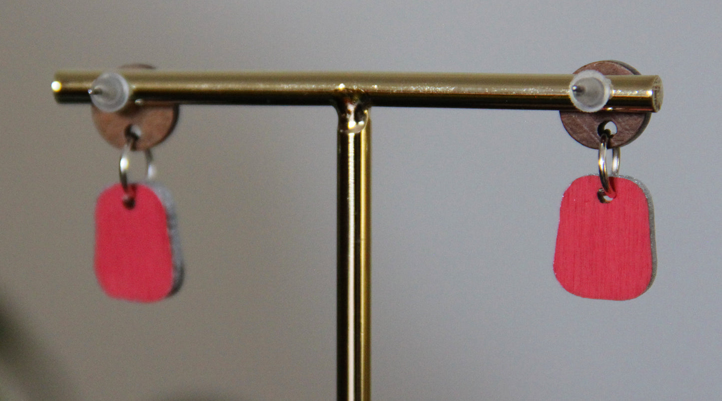 Blue and Orange Linear Small Rectangular Earrings