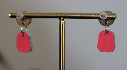 Blue and Orange Linear Small Rectangular Earrings