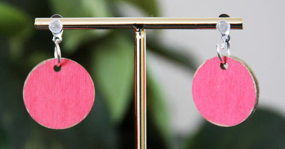 Teal and Red Geometrical Design with Pom-pom Circular Earrings