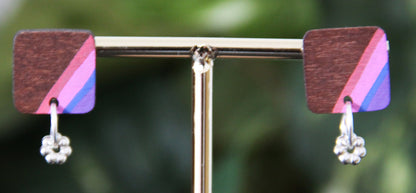 Purple, Blue and Pink Linear Rectangular Earrings