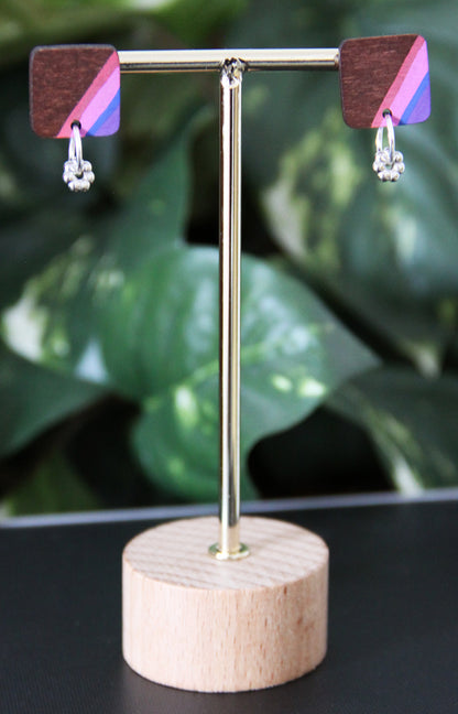 Purple, Blue and Pink Linear Rectangular Earrings