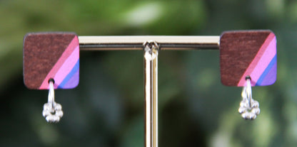 Purple, Blue and Pink Linear Rectangular Earrings
