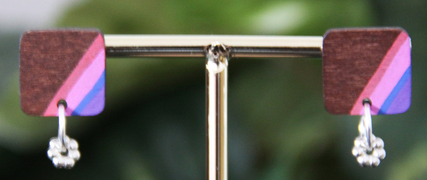 Purple, Blue and Pink Linear Rectangular Earrings