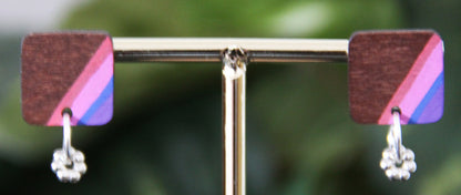 Purple, Blue and Pink Linear Rectangular Earrings