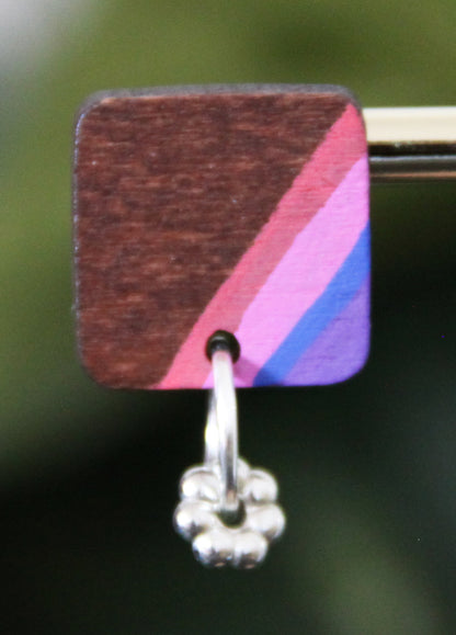 Purple, Blue and Pink Linear Rectangular Earrings