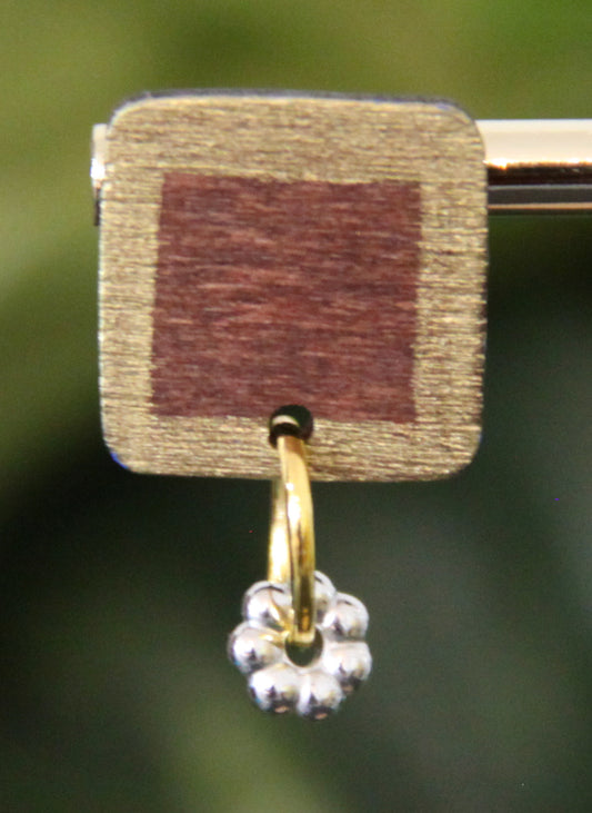 Simple Gold and Wood Rectangular Earrings