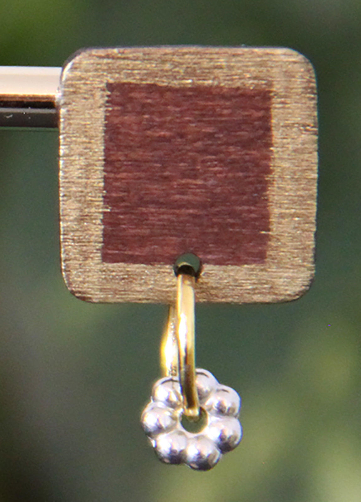 Simple Gold and Wood Rectangular Earrings
