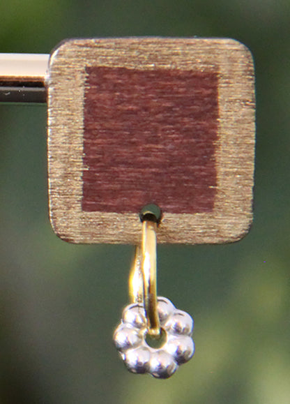 Simple Gold and Wood Rectangular Earrings