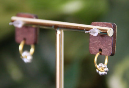 Simple Gold and Wood Rectangular Earrings