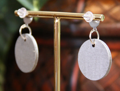 Purple, Silver and Black Geometric Circular Earrings