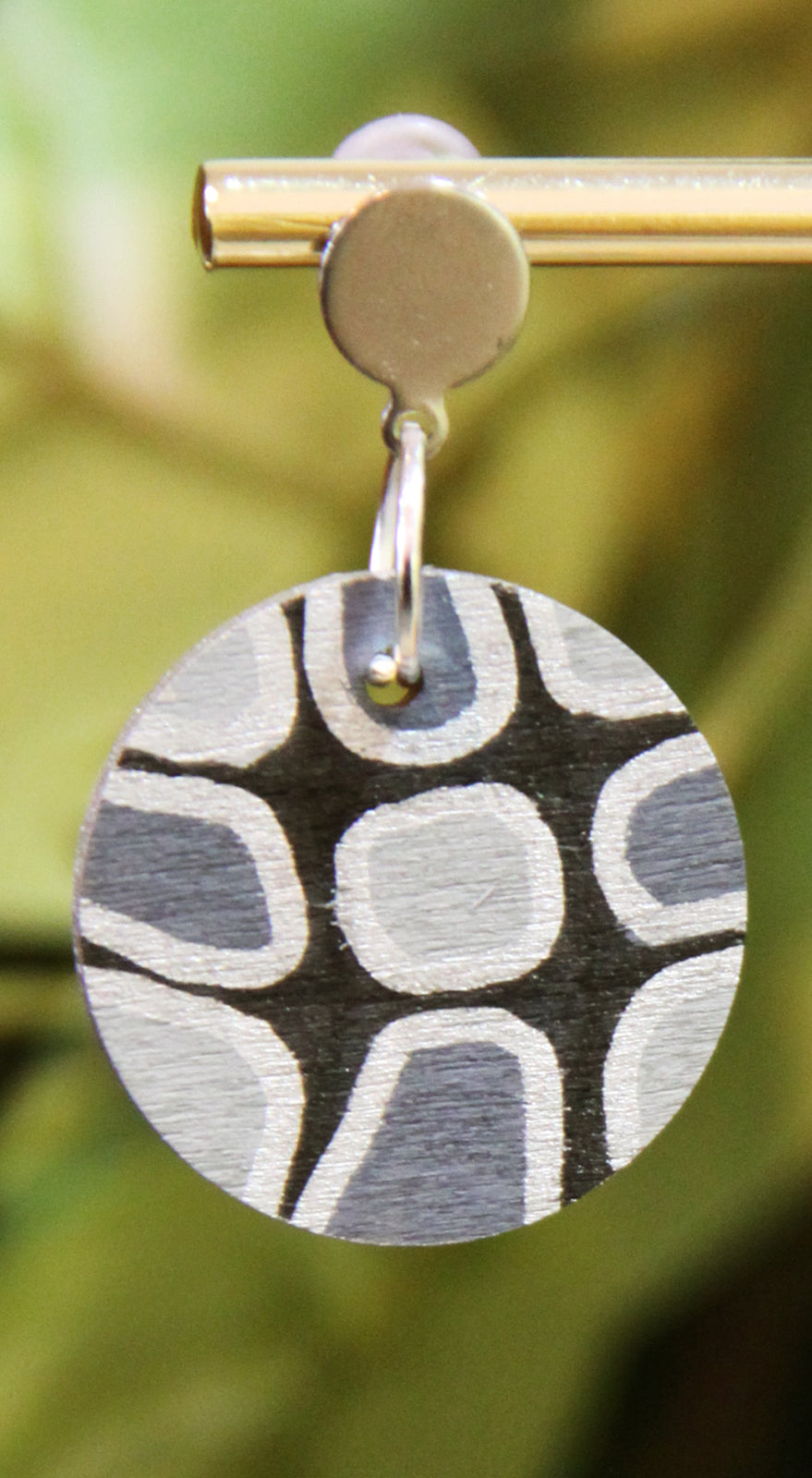 Grey, Silver and Black Geometric Circular Earrings