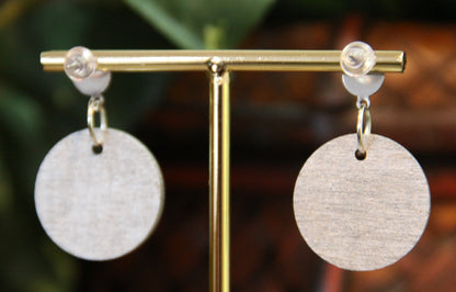 Grey, Silver and Black Geometric Circular Earrings