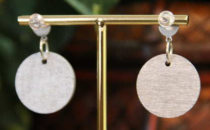 Red, Silver and Black Geometric Circular Earrings