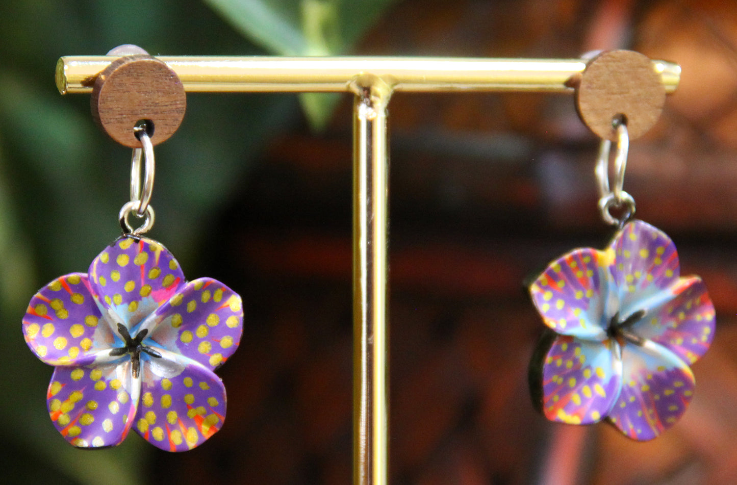 Purple Flower Earrings