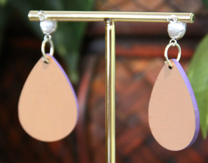 Green and Beige Botanical Small Teardrop Earrings