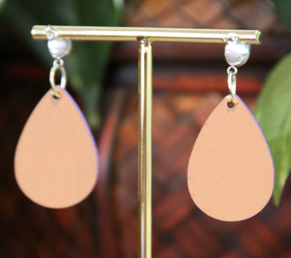 Green and Beige Botanical Small Teardrop Earrings