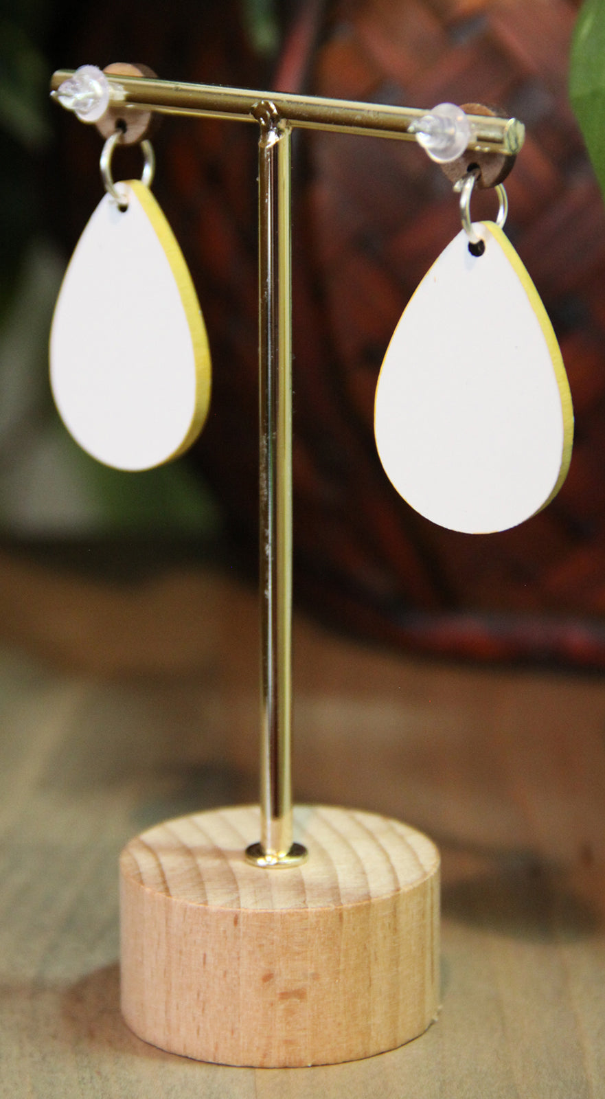 Purple Leaf Design Small Teardrop Earrings