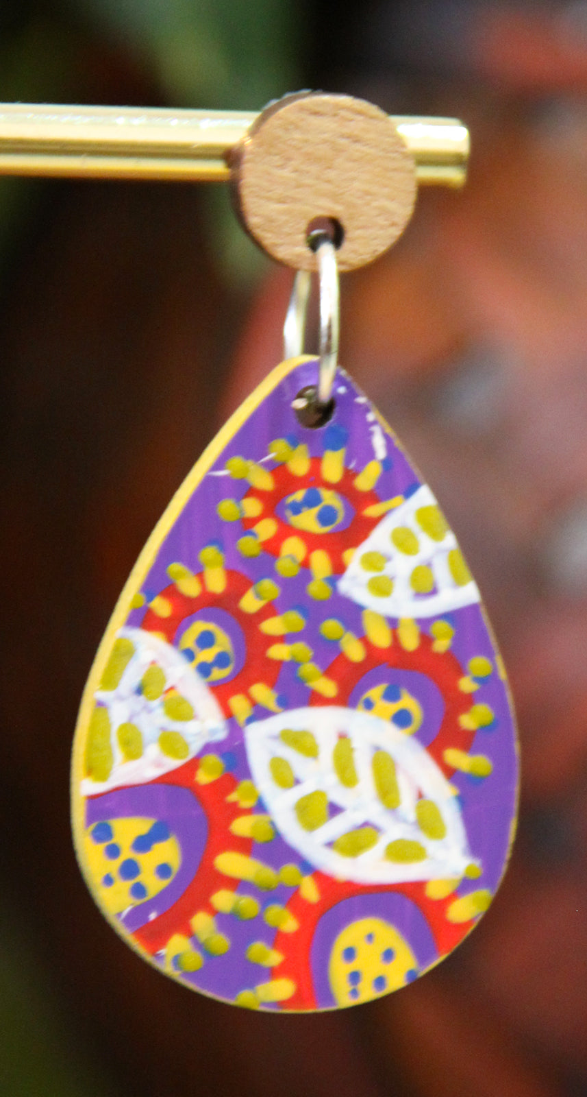 Purple Leaf Design Small Teardrop Earrings