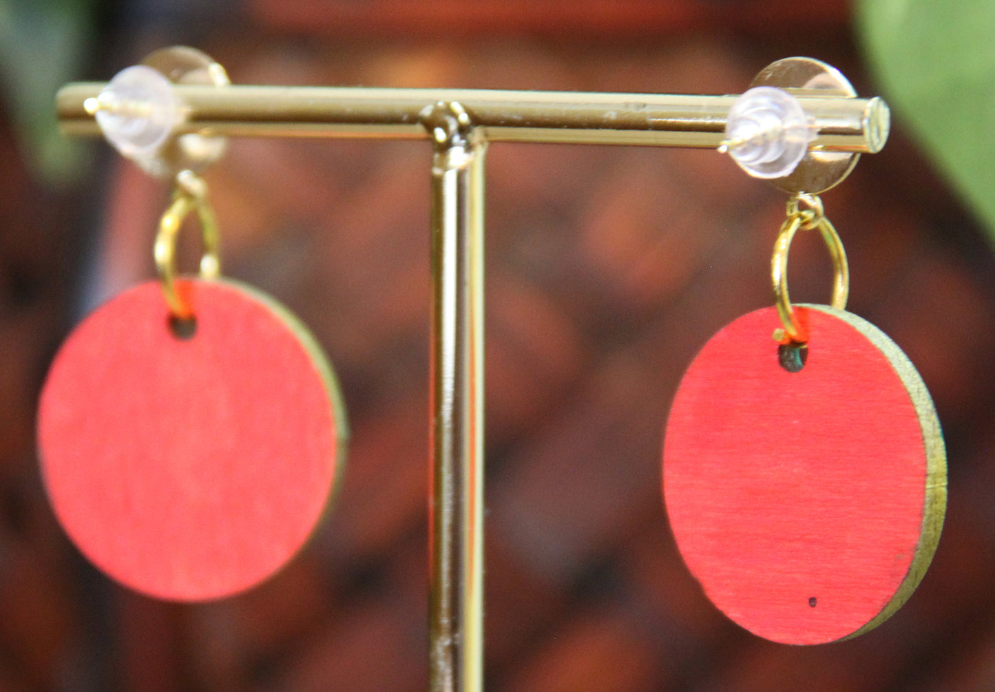 Green, Teal and Gold Linear Circular Earrings