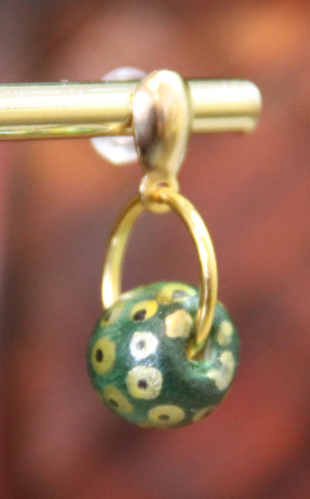 Small Green Wood Bead Earrings