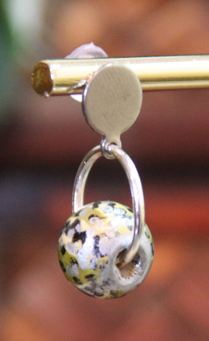 Black and Silver Wood Bead Earrings