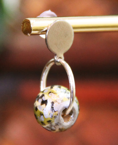 Black and Silver Wood Bead Earrings