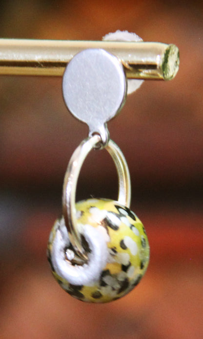 Black and Silver Wood Bead Earrings