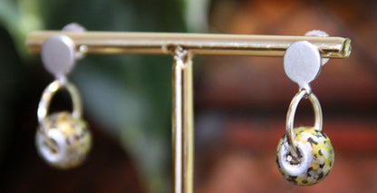 Black and Silver Wood Bead Earrings