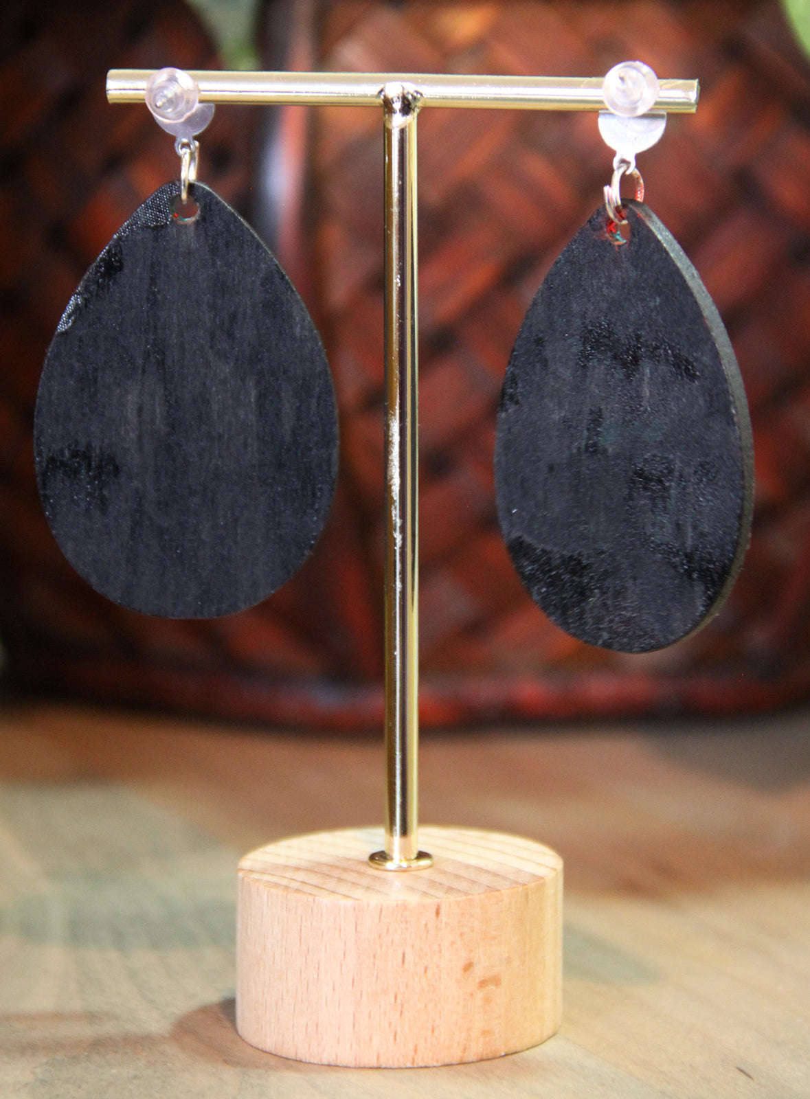 Blue, Pink and White Marbled Textured Teardrop Earrings