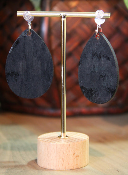 Blue, Pink and White Marbled Textured Teardrop Earrings