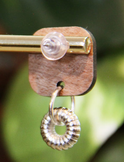 Red, Silver and Gold Diagonal Rectangular Earrings