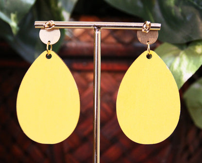 Green Floral Patterned with Pom-pom Teardrop Earrings