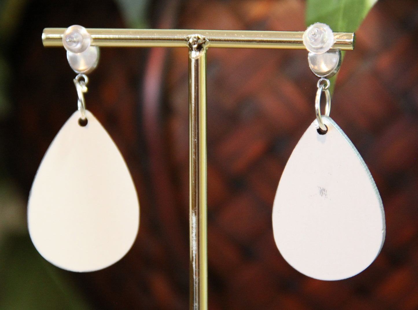 Blue with Flowers Small Teardrop Earrings