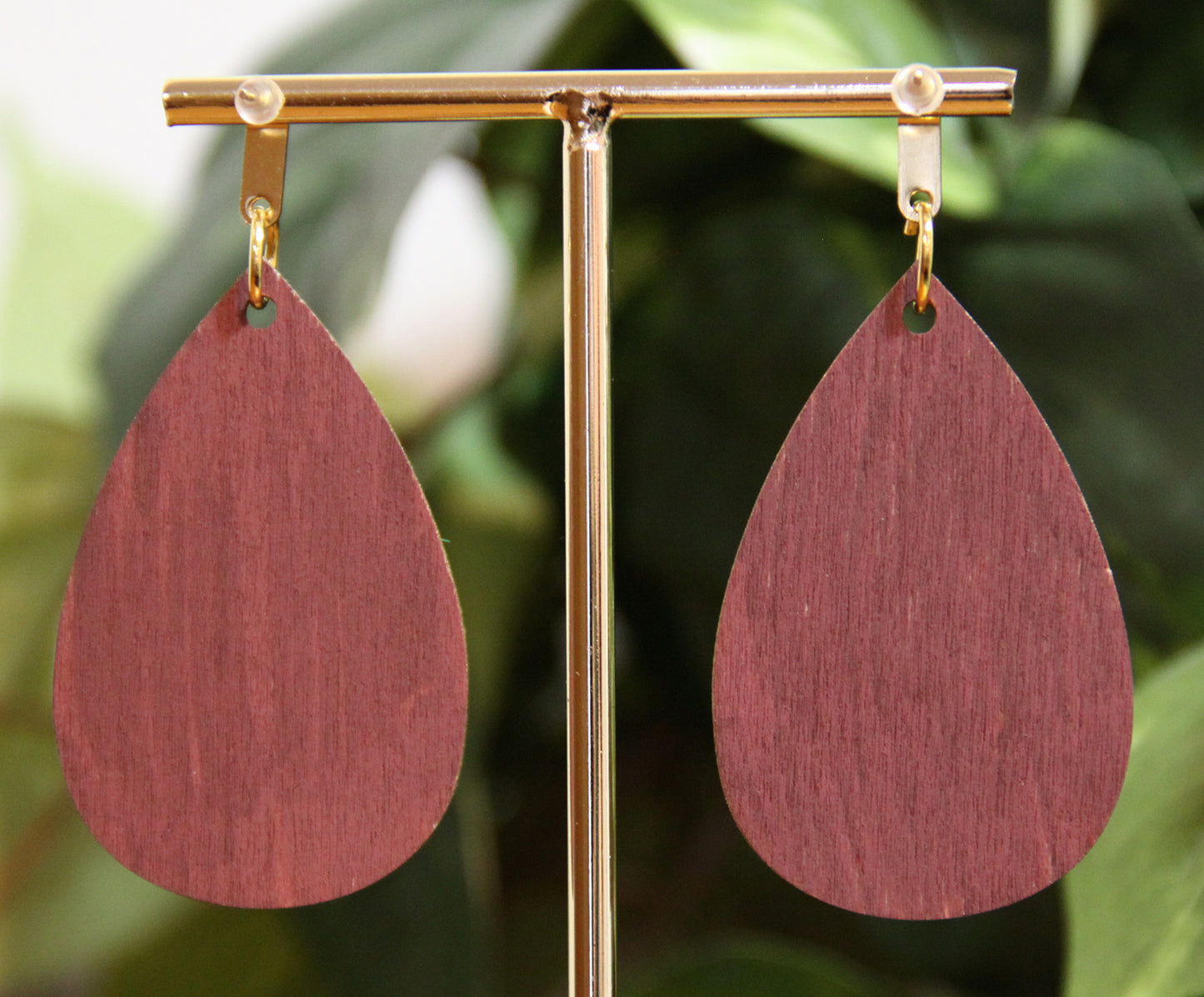 Organic Mosaic Forest Green Wood Teardrop Earrings