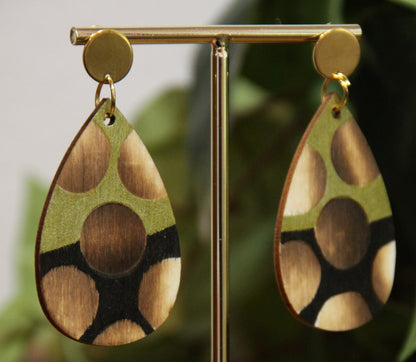 Gold Burnt Wood Teardrop Earrings