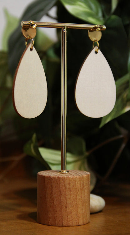 Gold Burnt Wood Teardrop Earrings