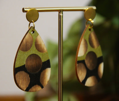 Gold Burnt Wood Teardrop Earrings
