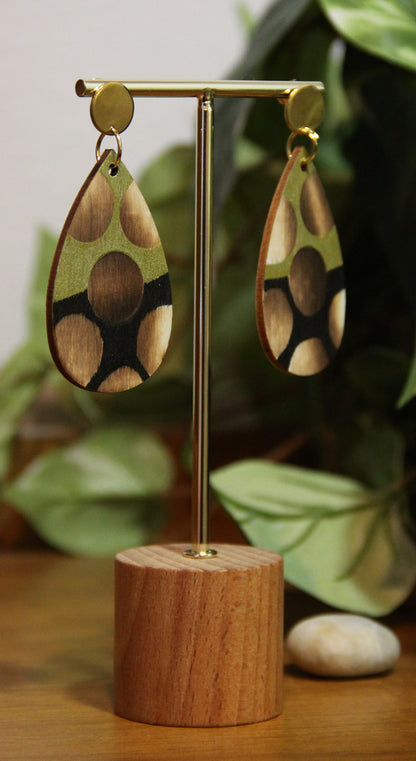 Gold Burnt Wood Teardrop Earrings