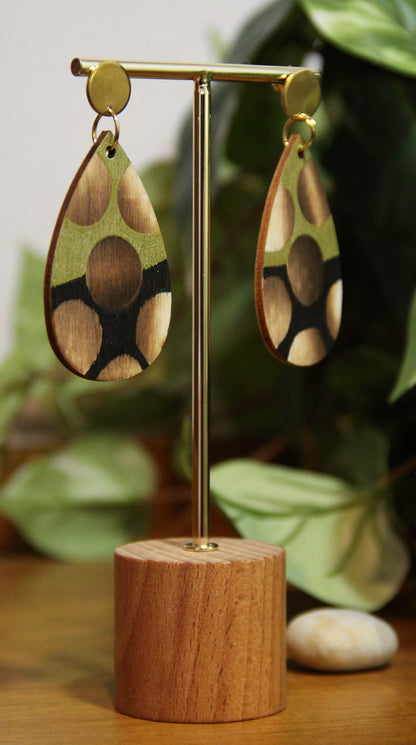 Gold Burnt Wood Teardrop Earrings