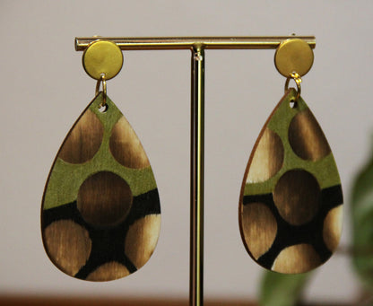 Gold Burnt Wood Teardrop Earrings