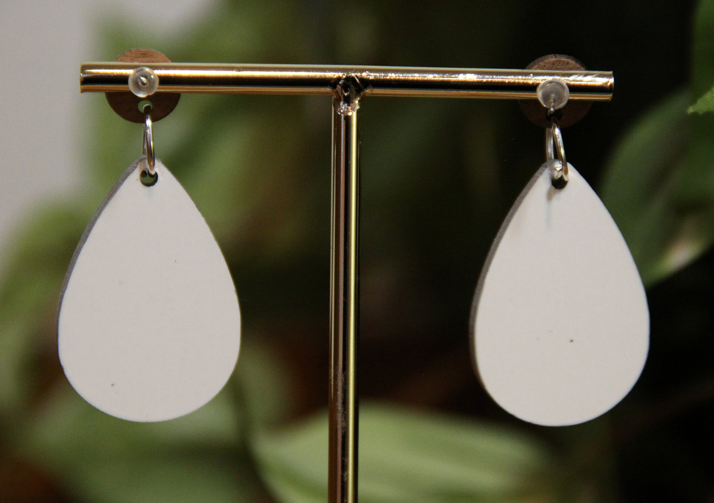 Orange Floral Design Small Teardrop Earrings