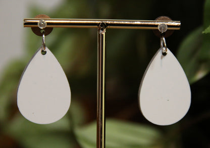 Orange Floral Design Small Teardrop Earrings