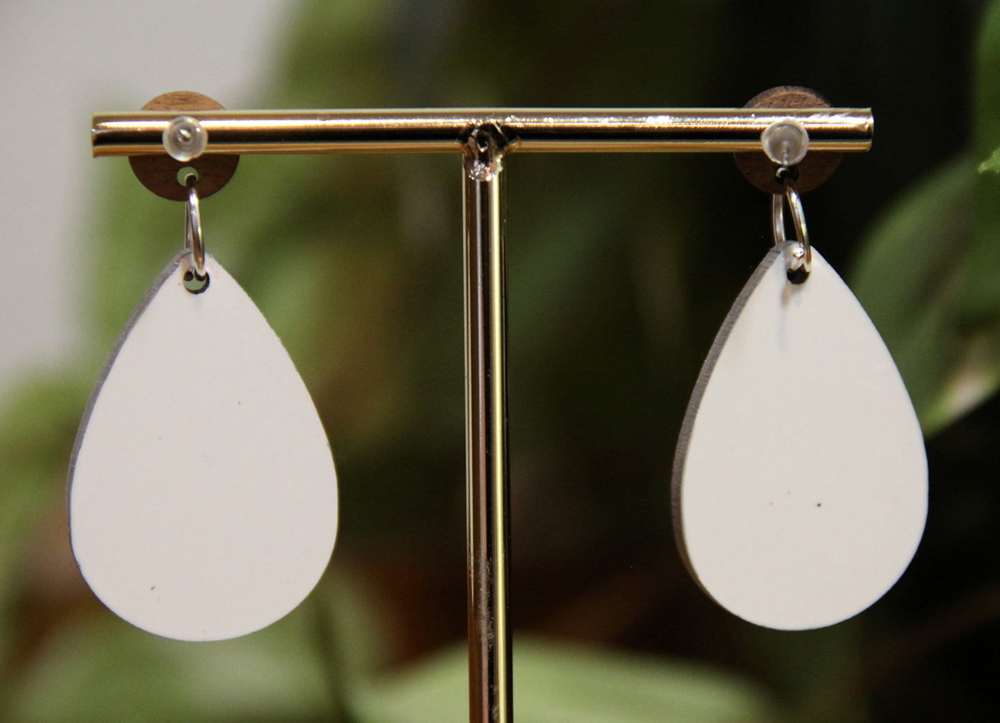 Orange Floral Design Small Teardrop Earrings