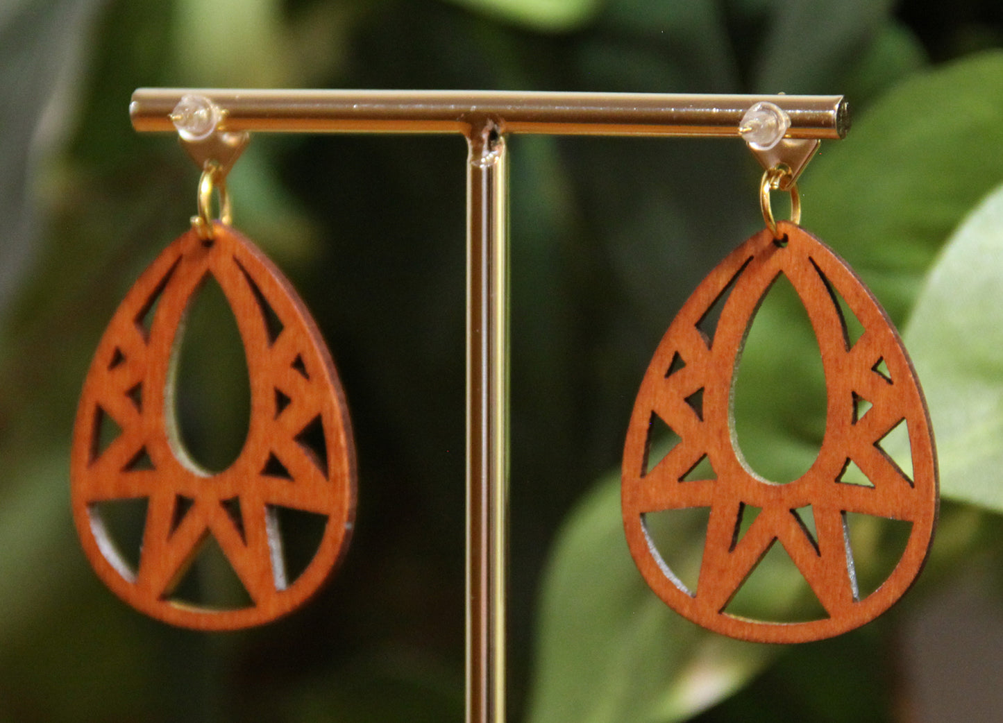 Blue, Red, Silver and Gold Teardrop Filigree Earrings