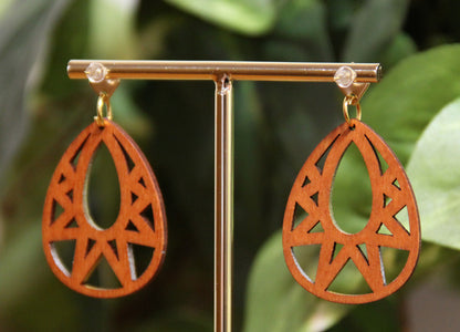 Blue, Red, Silver and Gold Teardrop Filigree Earrings