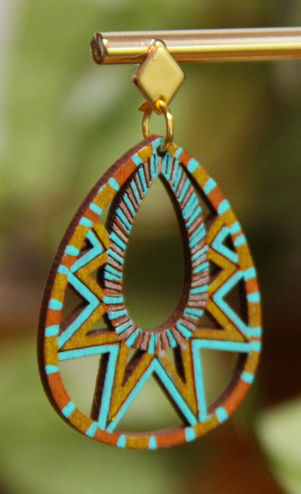 Turquoise and Gold Teardrop Filigree Earrings