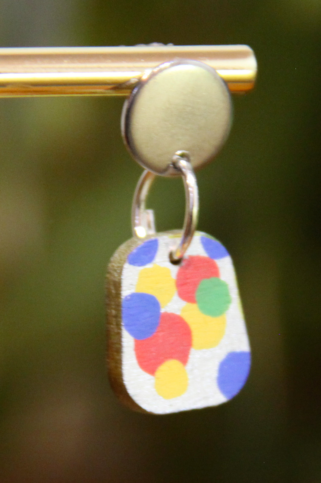 Blue, Yellow and Red Bubbles Small Rectangular Earrings