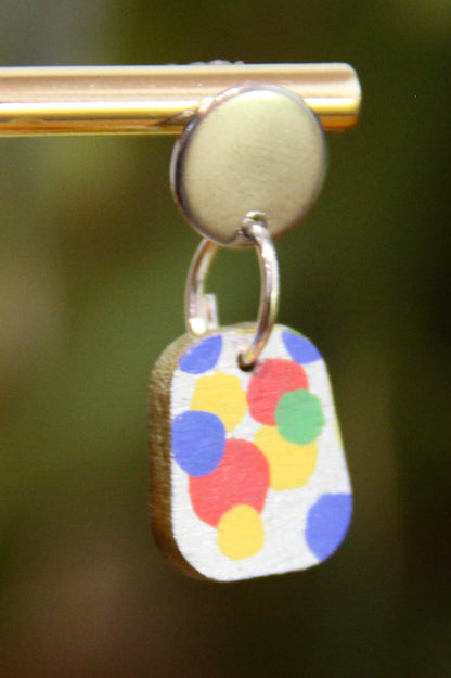 Blue, Yellow and Red Bubbles Small Rectangular Earrings